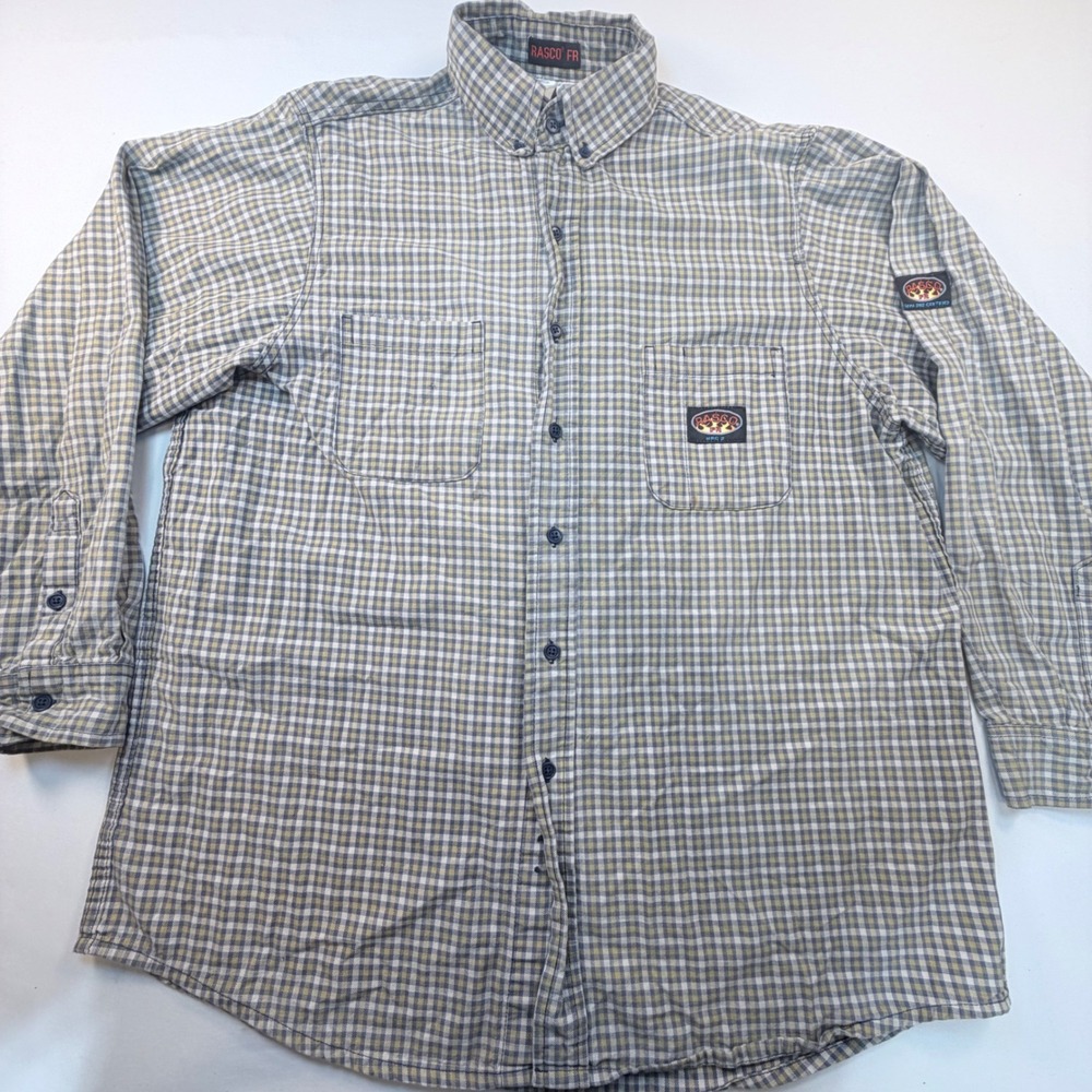 Rasco FR Mens 2XL Plaid Flame Resistant Work Shirt NFPA 2112 HRC 2 CAT 2